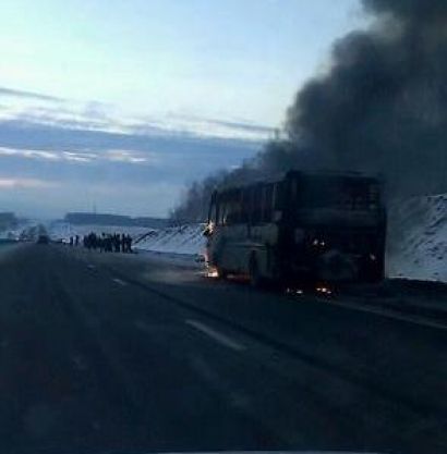 Сгорел междугородный автобус «Челябинск - Усть-Катав»